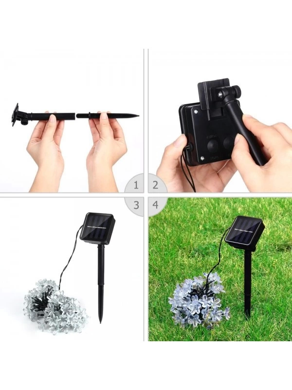 Solar 30 Ledli Çiçekli Günışığı Bahçe Aydınlatma Dekorasyon Güneş