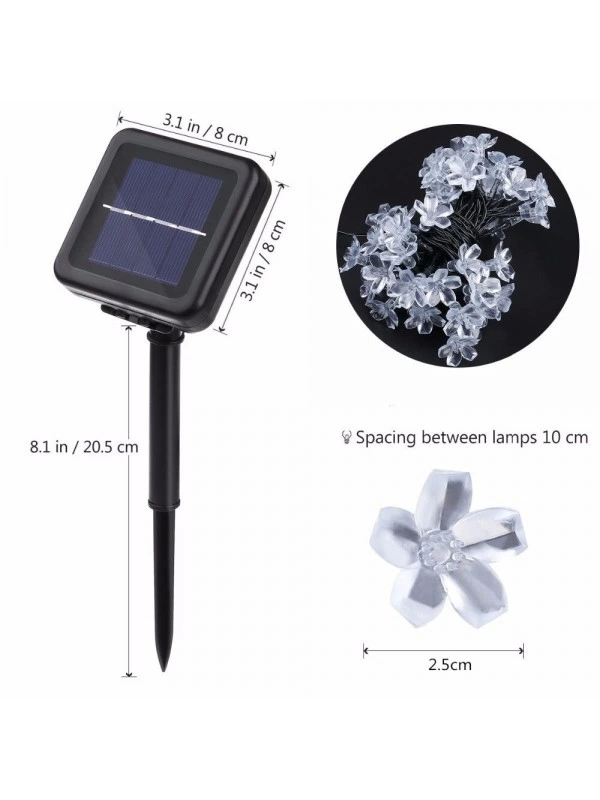 Solar 30 Ledli Çiçekli Günışığı Bahçe Aydınlatma Dekorasyon Güneş