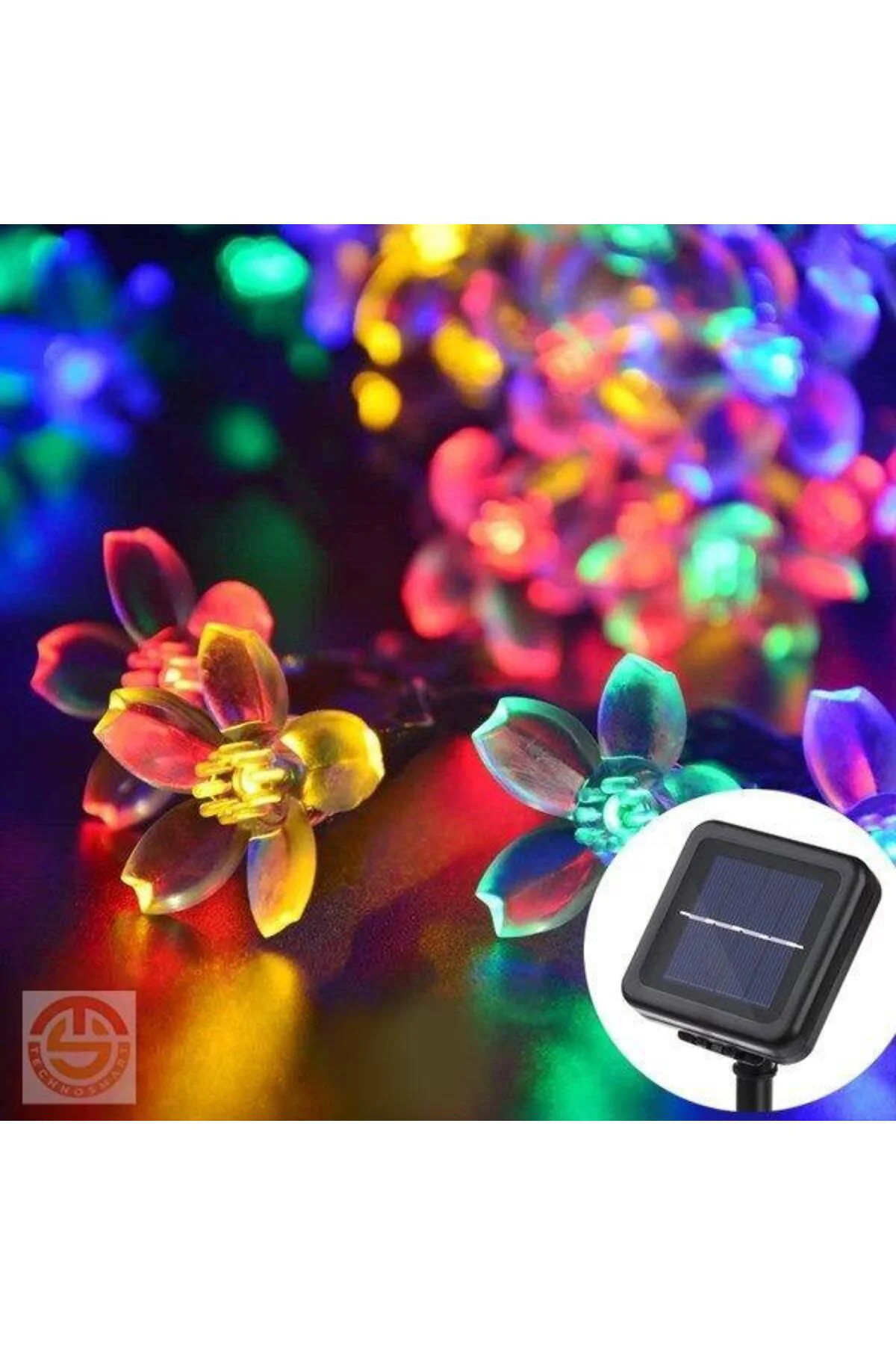 Solar 30 Ledli Çiçekli RGB Bahçe Aydınlatma Dekorasyon Güneş Ener