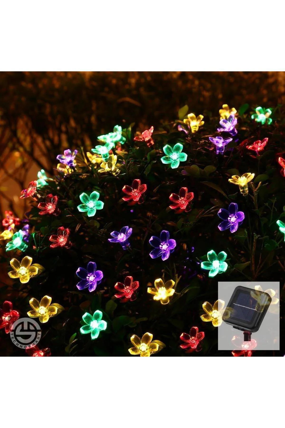 Solar 30 Ledli Çiçekli RGB Bahçe Aydınlatma Dekorasyon Güneş Ener