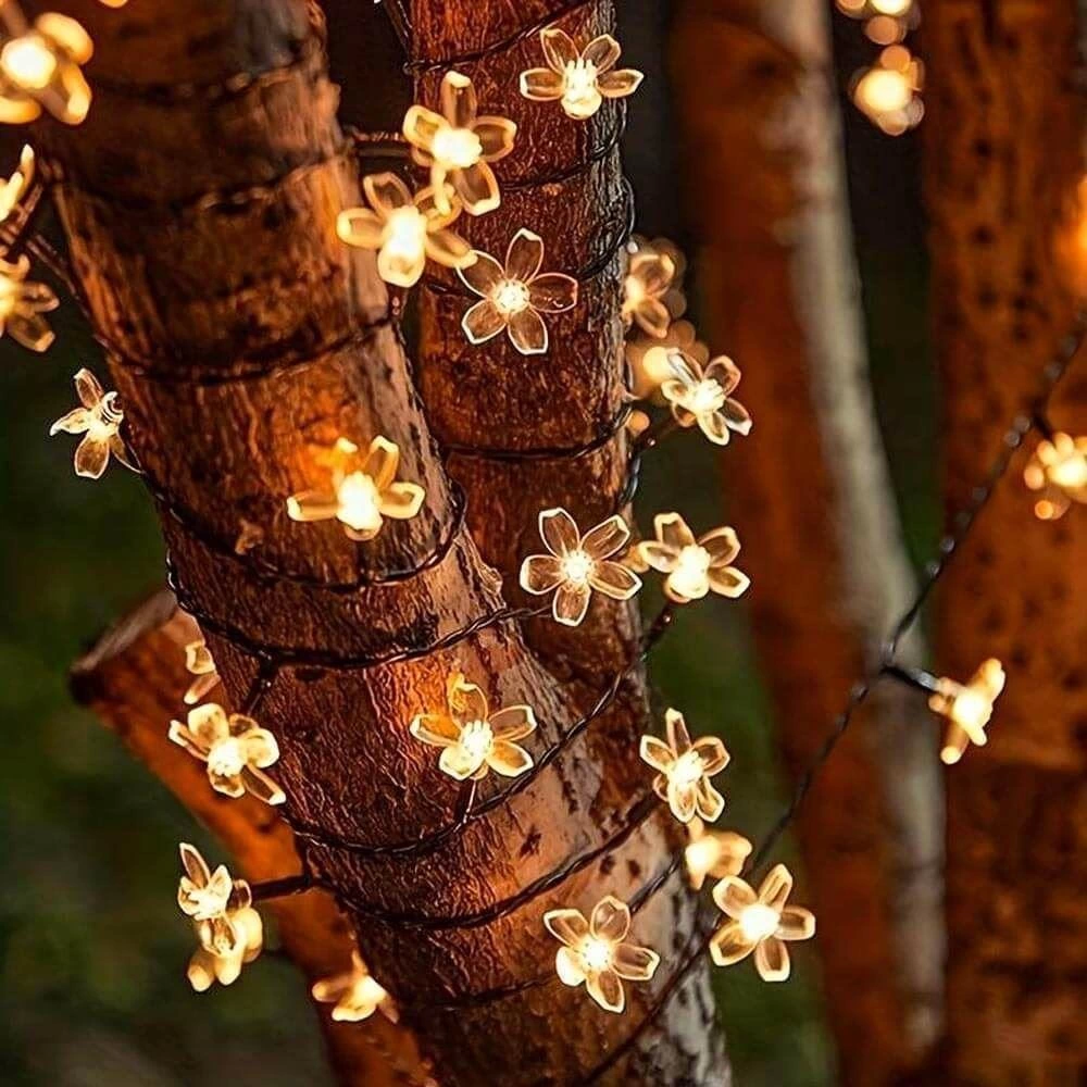 Just Cheap Store Solar 5M 50 Led Papatya Gün İşığı 8 Fonksiyonlu