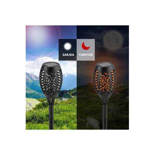 Woody Sofia Solar Alev Efektli Bahçe Lambası