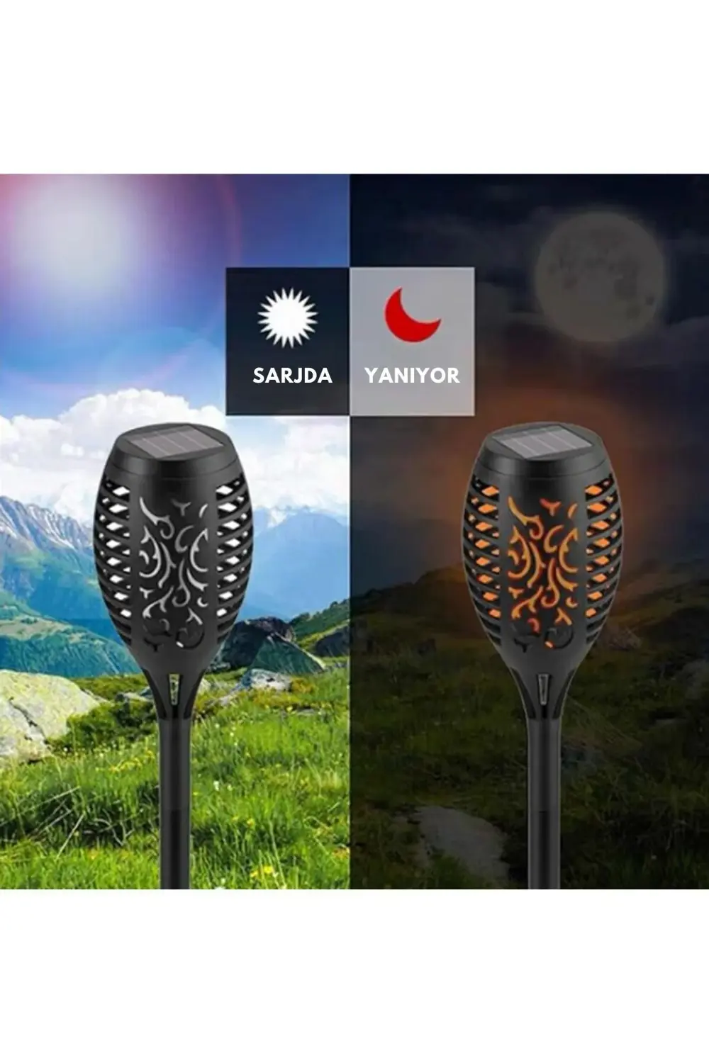 Solar Alev Efektli Bahçe Lambası