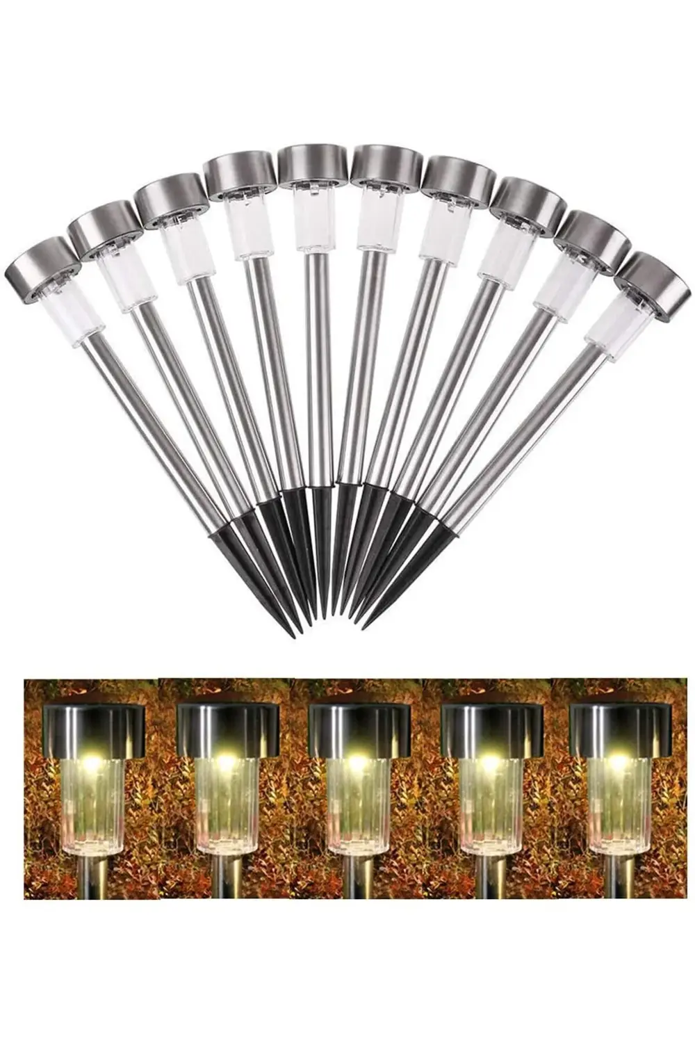 Solar Bahçe Lambası 10’lu Set Direk Aydınlatma – Güneş Enerjili L