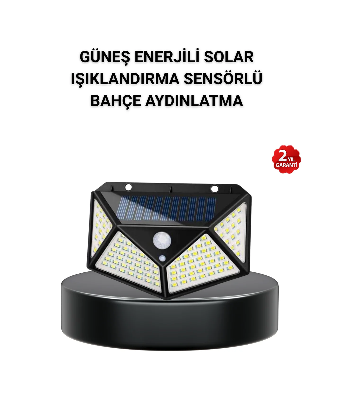 Solar Bahçe Lambası 100 Led Hareket Sensörlü Güneş Enerjili Aydın