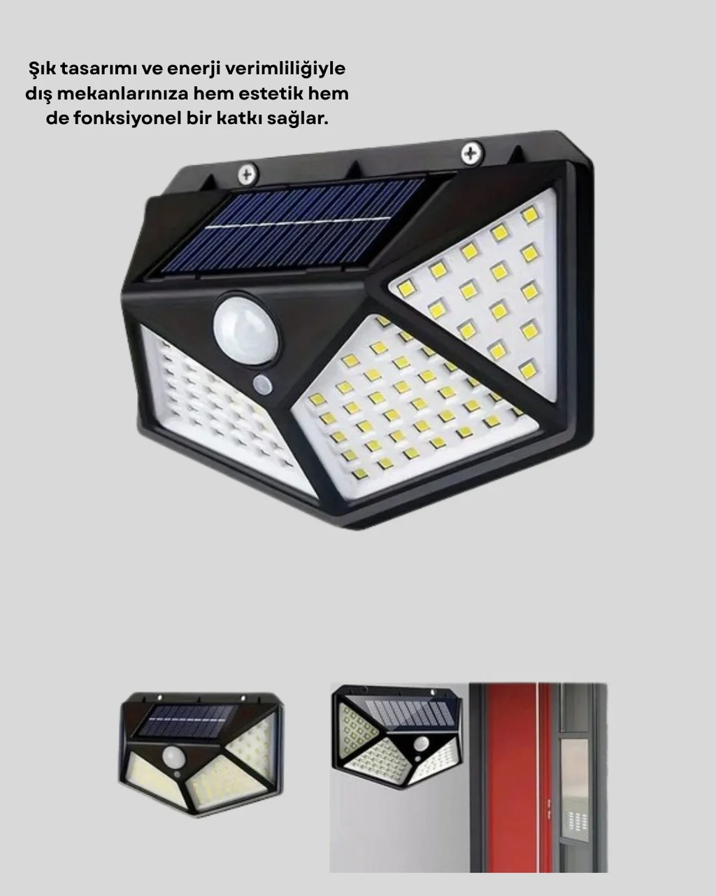 Solar Bahçe Lambası 100 Led Hareket Sensörlü Güneş Enerjili Aydınlatma - Lisinya