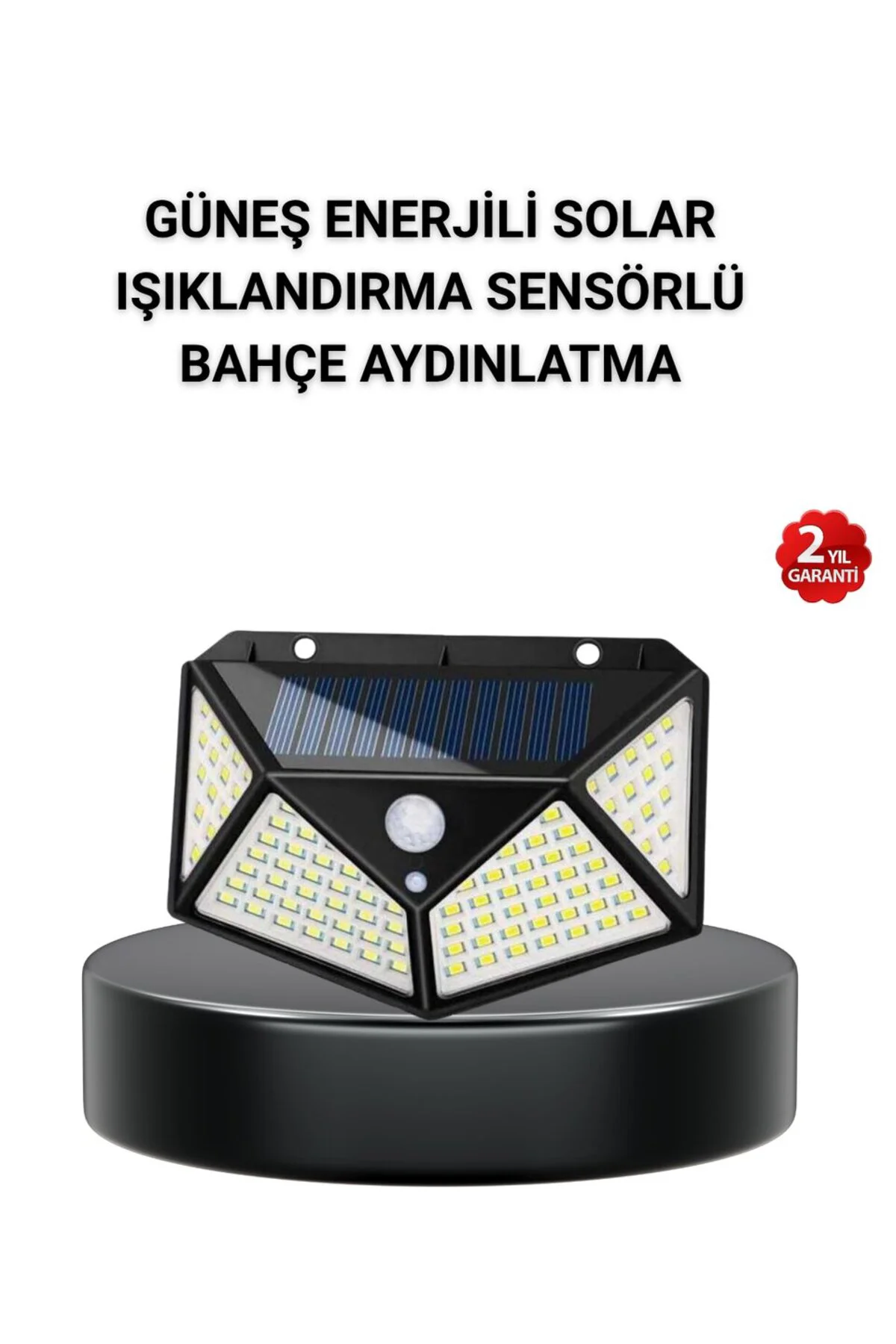 Solar Bahçe Lambası 100 LED Hareket Sensörlü Güneş Enerjili Aydın