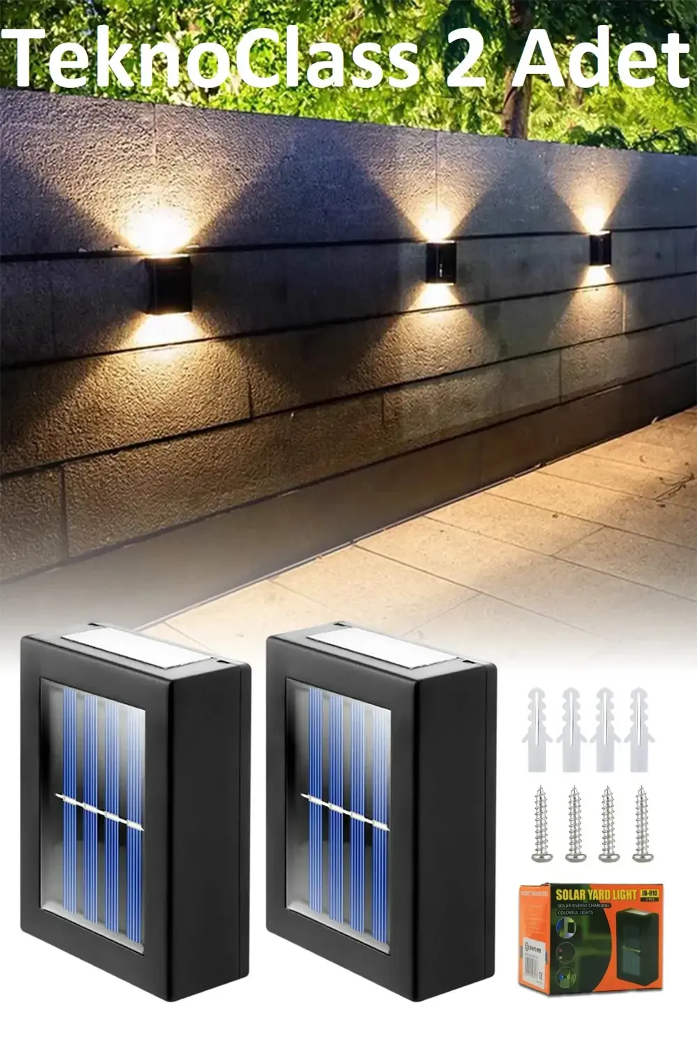 Solar Çift Taraflı Duvar Lambası Güneş Enerjili Aydınlatma Dekora