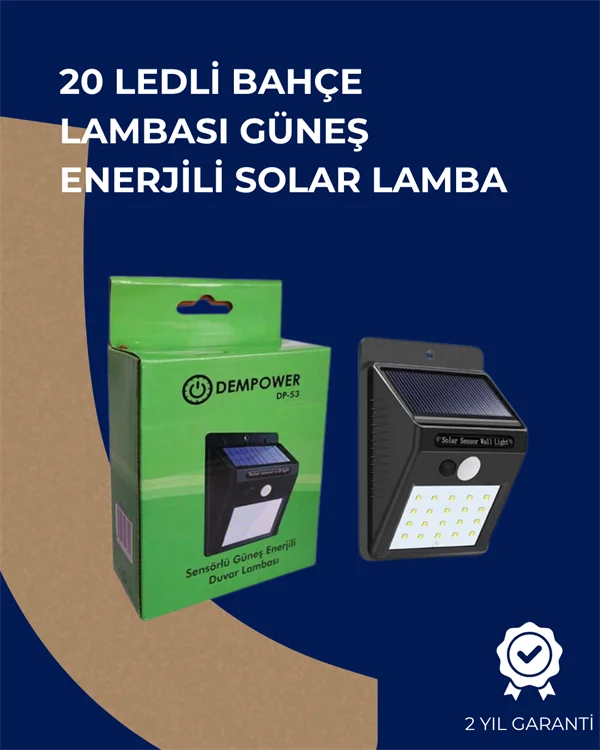 Solar Enerjili 20 LED Duvar Lambası | Hareket Sensörlü, Su Geçirm