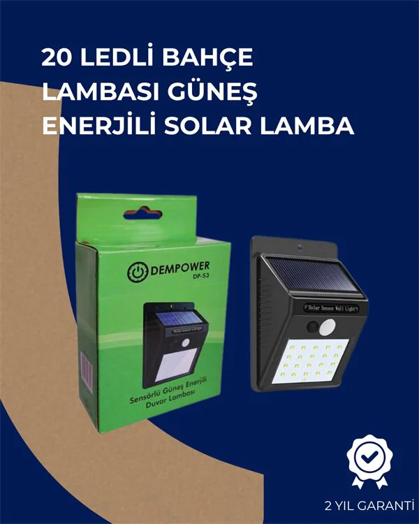 Solar Enerjili 20 LED Duvar Lambası - Hareket Sensörlü, Su Geçirmez, Kablo Gerektirmez