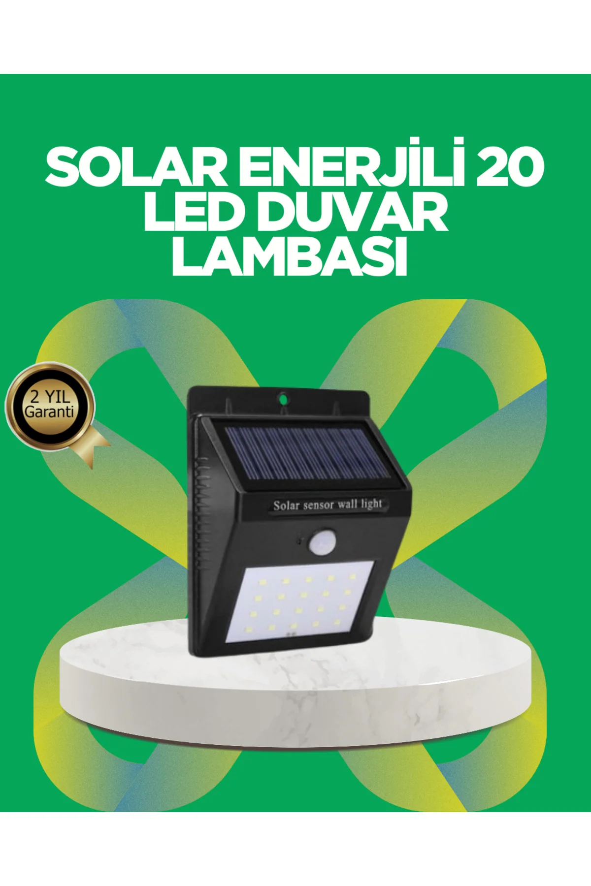 Solar Enerjili 20 LED Hareket Sensörlü Duvar Lambası