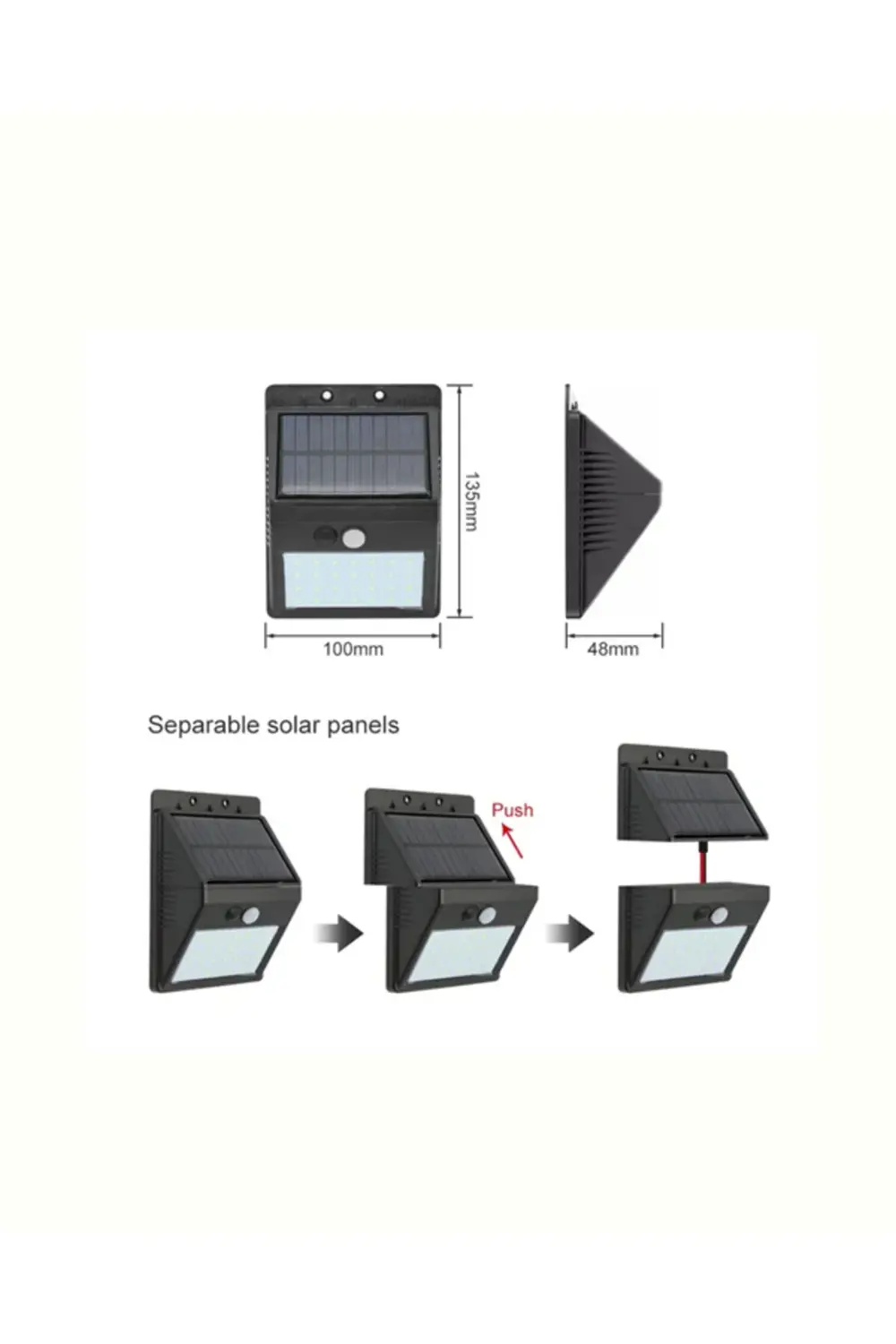 Solar Enerjili 20 LED Duvar Lambası | Hareket Sensörlü, Su Geçirm