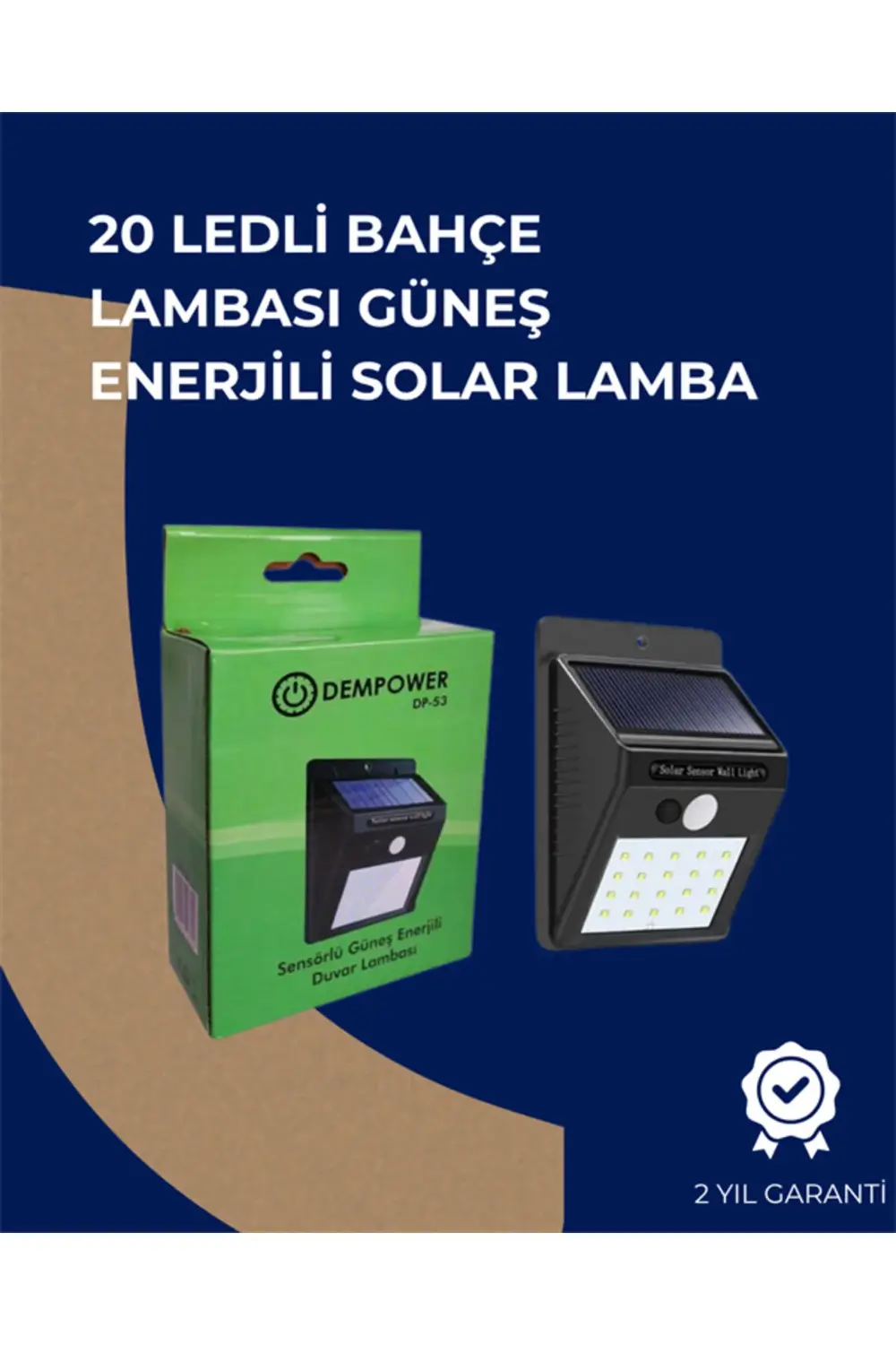 Solar Enerjili 20 LED Duvar Lambası | Hareket Sensörlü, Su Geçirm