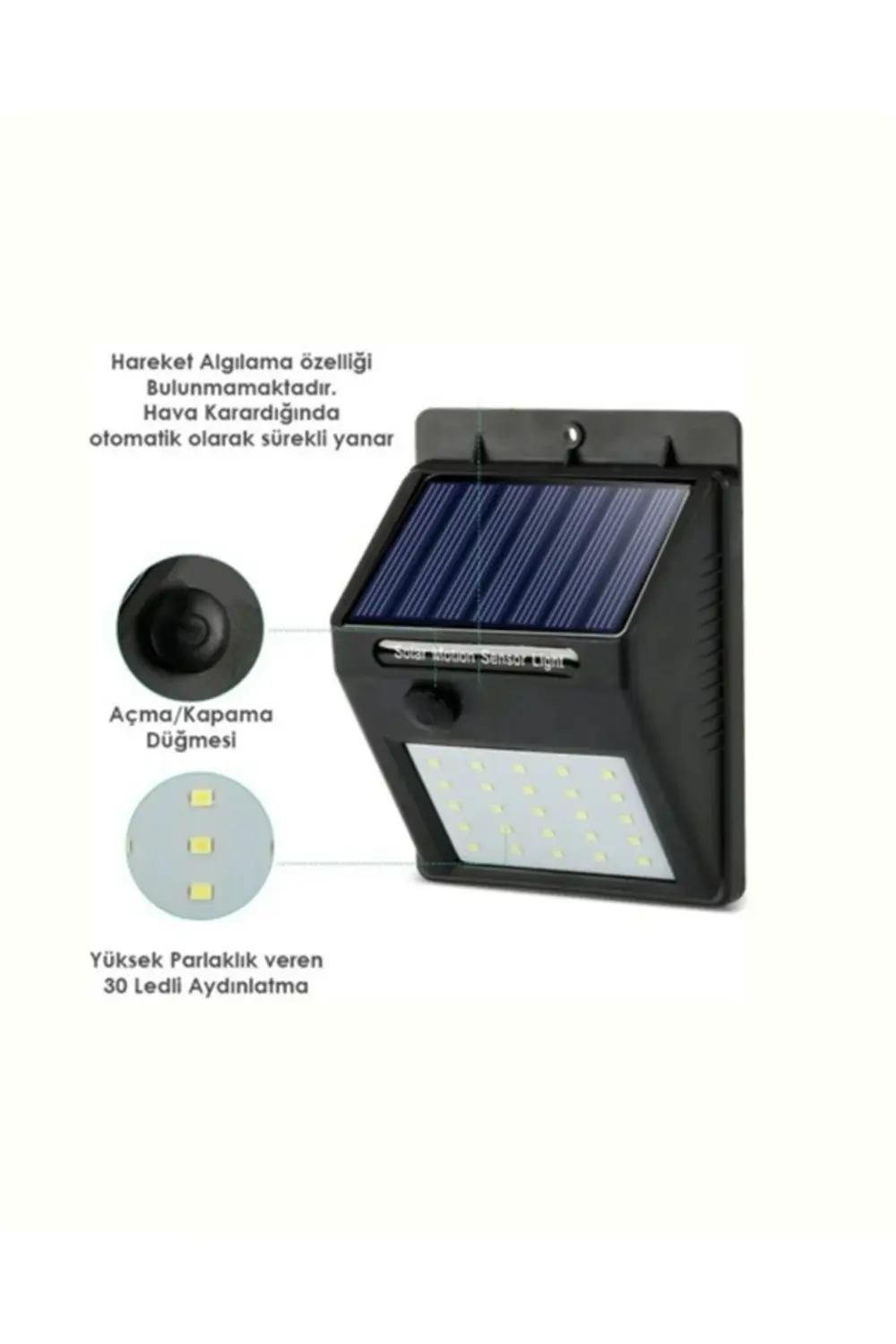 Solar Enerjili 20 LED Duvar Lambası | Hareket Sensörlü, Su Geçirm