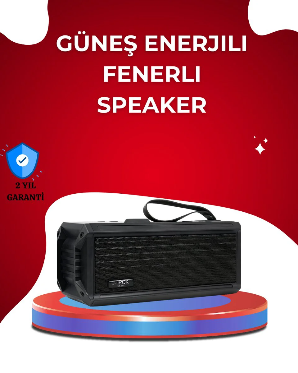 Solar Enerjili Bluetooth Hoparlör FM Radyolu 8W Ses - Taşınabilir ve Şık Tasarım