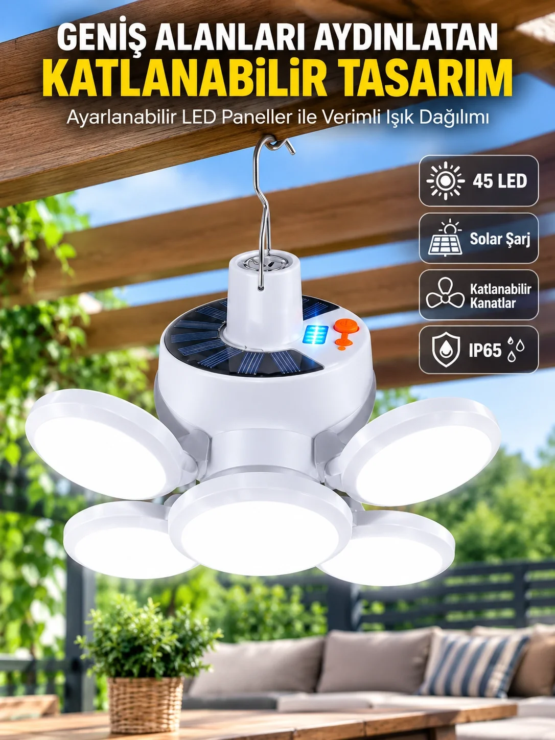 Solar Enerjili Katlanabilir Led Kamp ve Bahçe Lambası Fiyatı, Yorumları ve Özellikleri