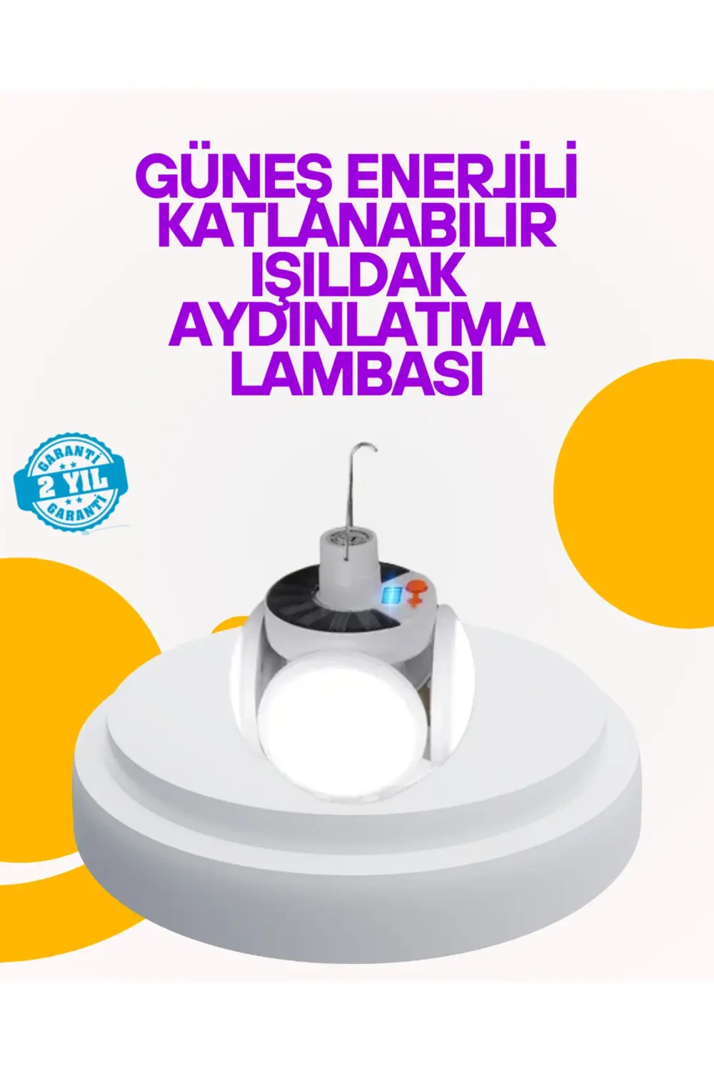 Solar Enerjili Katlanabilir Led Kamp ve Bahçe Lambası