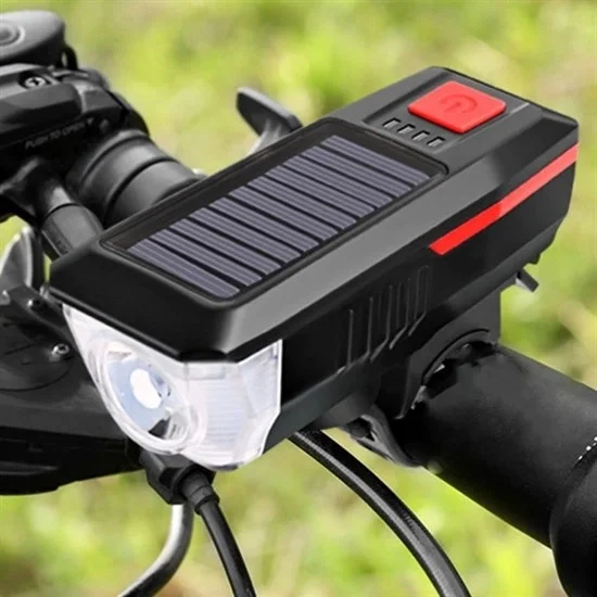 Solar Enerjili Usb İle Şarj Edilebilir Ledli Bisiklet Feneri Kornalı Ve Su Geçirmez Far Bx40 Fiyatı, Yorumları ve Özellikleri