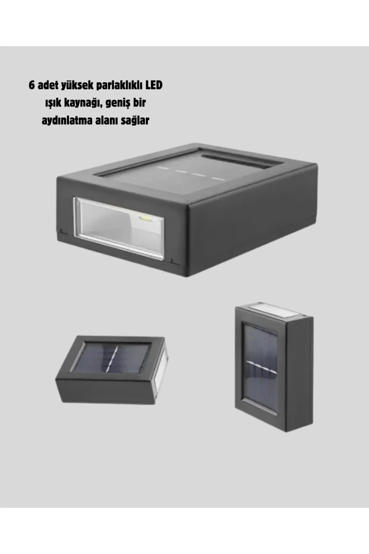 Solar Güçlü 6 LED Dış Mekan Lambası – Otomatik Aç/Kapa Işık Sensö