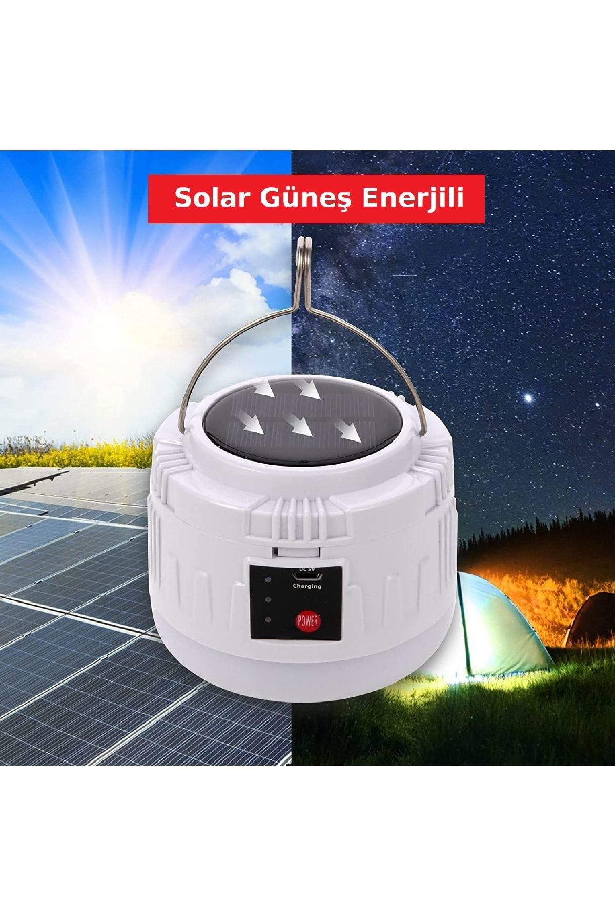 Esk Solar Güneş Enerjili Kamp Çadir Lambasi İşiği Bluetooth Hoparlör 