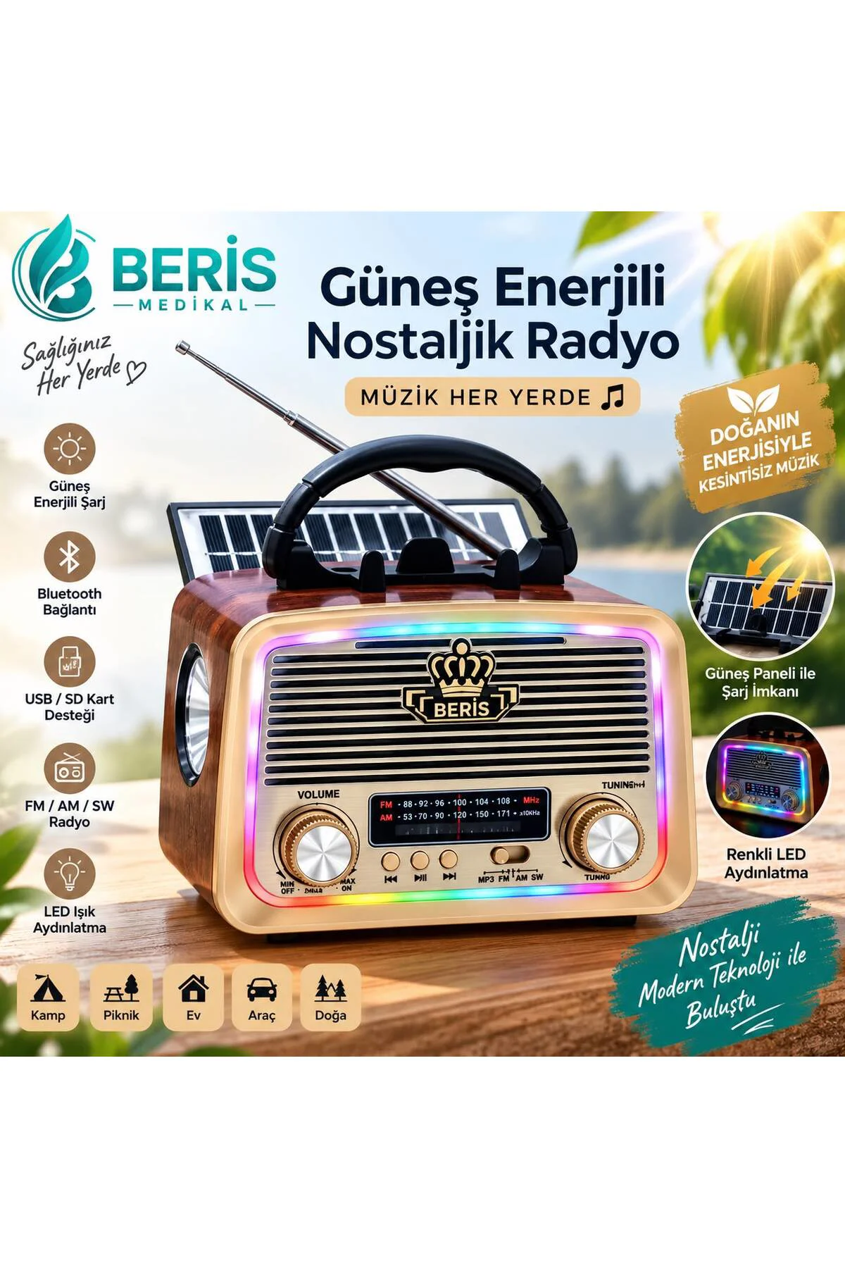 Solar Güneş Enerji Led Fenerli Ahşap Nostalji Bluetooth USB-SD-Radyo-Mp3 Çalar Müzik Kutusu Solar Güneş Enerji Led Fenerli Ahşap Nostalji Bluetooth USB-SD-Radyo-Mp3 Çalar Müzik Kutusu
