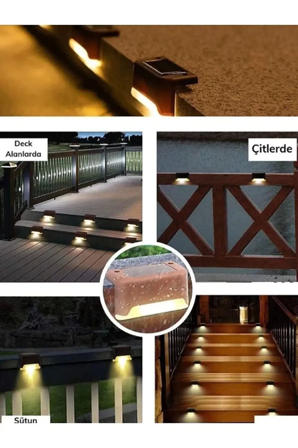 Solar Güneş Enerjili Köşebent Merdiven Veranda Bahçe Led Lamba Te