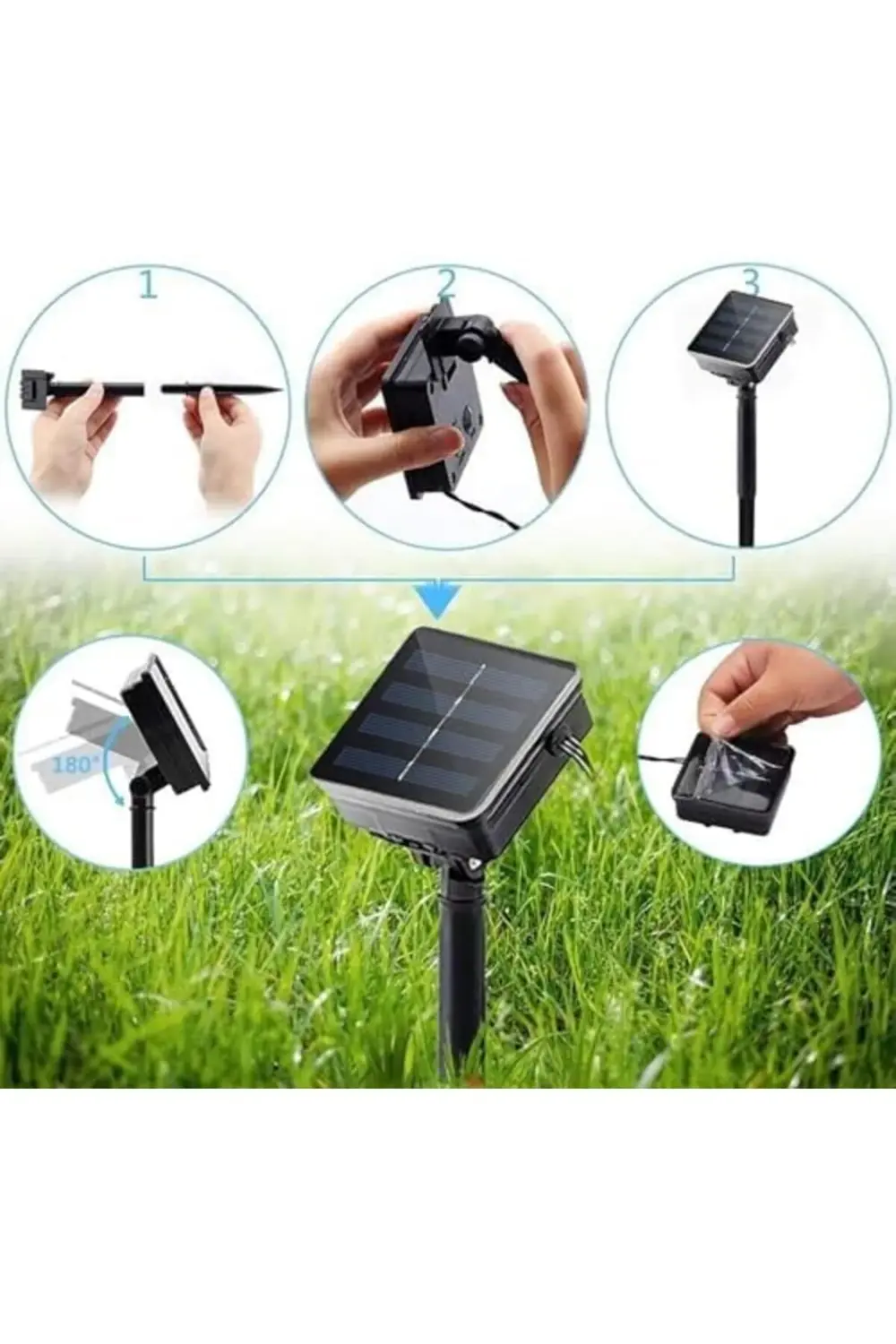 Solar Güneş Enerjili RGB 100 Led, 12 Metre,8 Modlu, Led Bahçe,, A