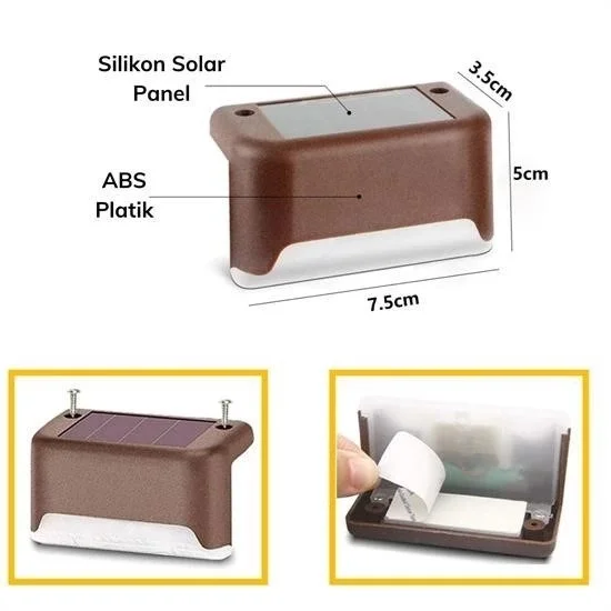 Solar Güneş Enerjili Şarj Edilen Köşebent Merdiven Veranda Bahçe Yolu Led Lamba Işık 4 Adet Fiyatı, Yorumları ve Özellikleri