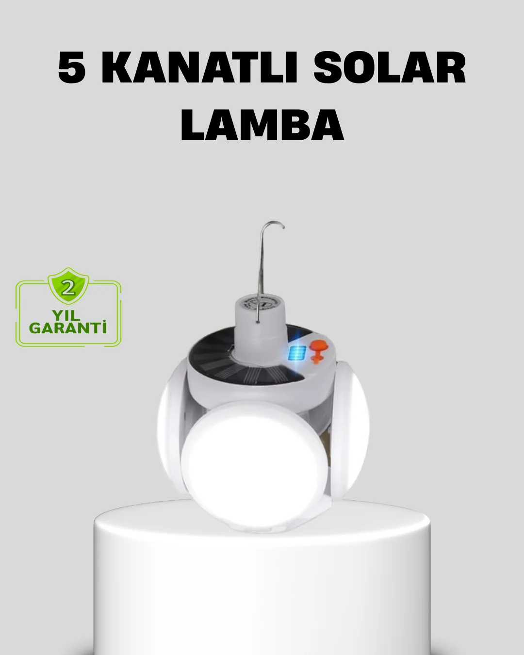 Solar Güneş Enerjili ve USB Şarjlı 5 Kanatlı LED Kamp Lambası Solar Güneş Enerjili ve USB Şarjlı 5 Kanatlı LED Kamp Lambası