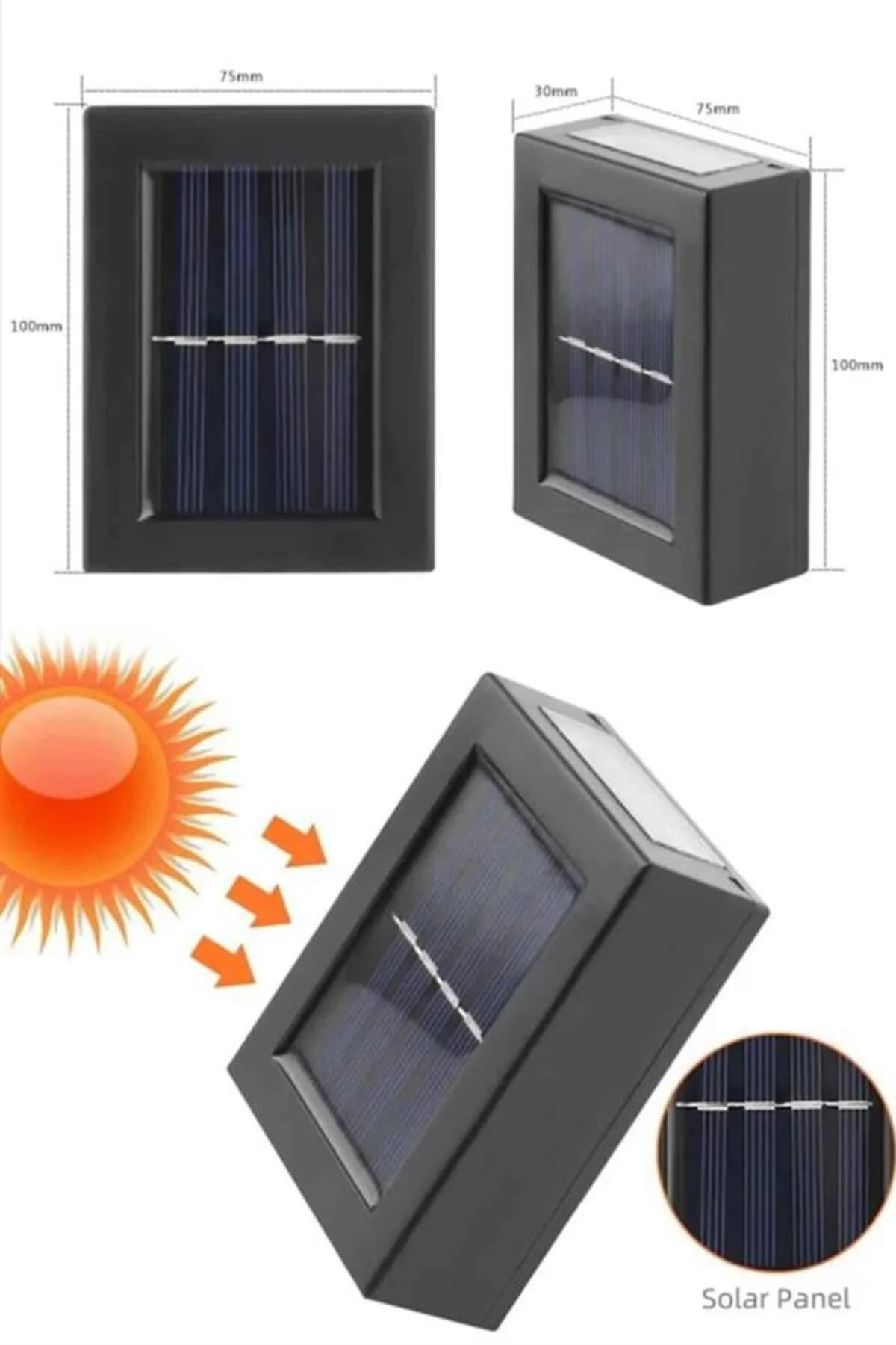 Solar Güneş Enerjili Çift Taraflı Duvar Lambası Çift Taraflı Duva