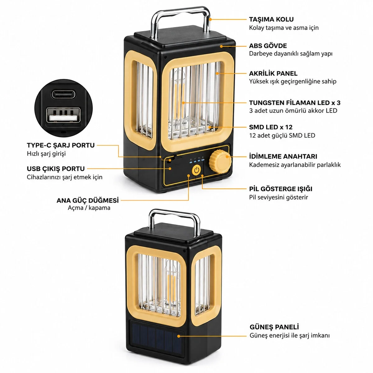 Solar - Güneş Enerjili Usb Şarjlı Nostalji Solar Lamba 1500mah Hs-234 Bx40 Fiyatı, Yorumları ve Özellikleri