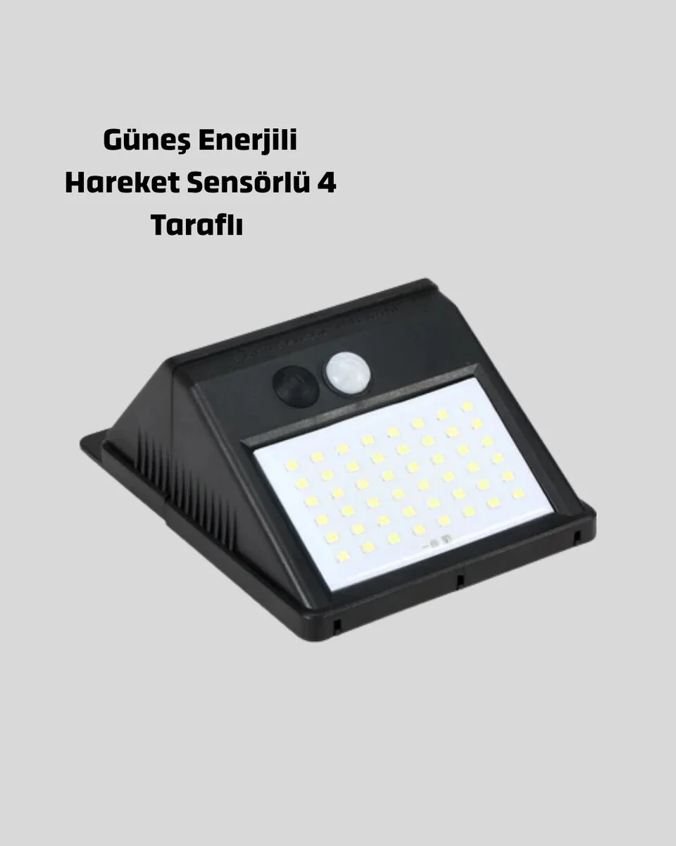 Solar Güneş Enerjili Hareket Sensörlü 4 Taraflı Bahçe Lambası – IP65 Su Geçirmez 100 LED