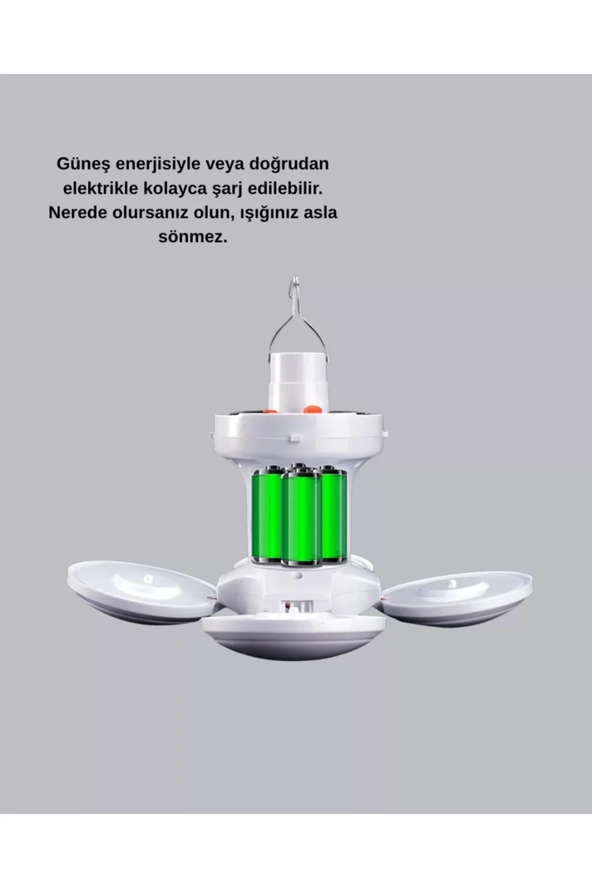 Solar Güneş Enerjili ve USB Şarjlı 5 Kanatlı LED Kamp Lambası