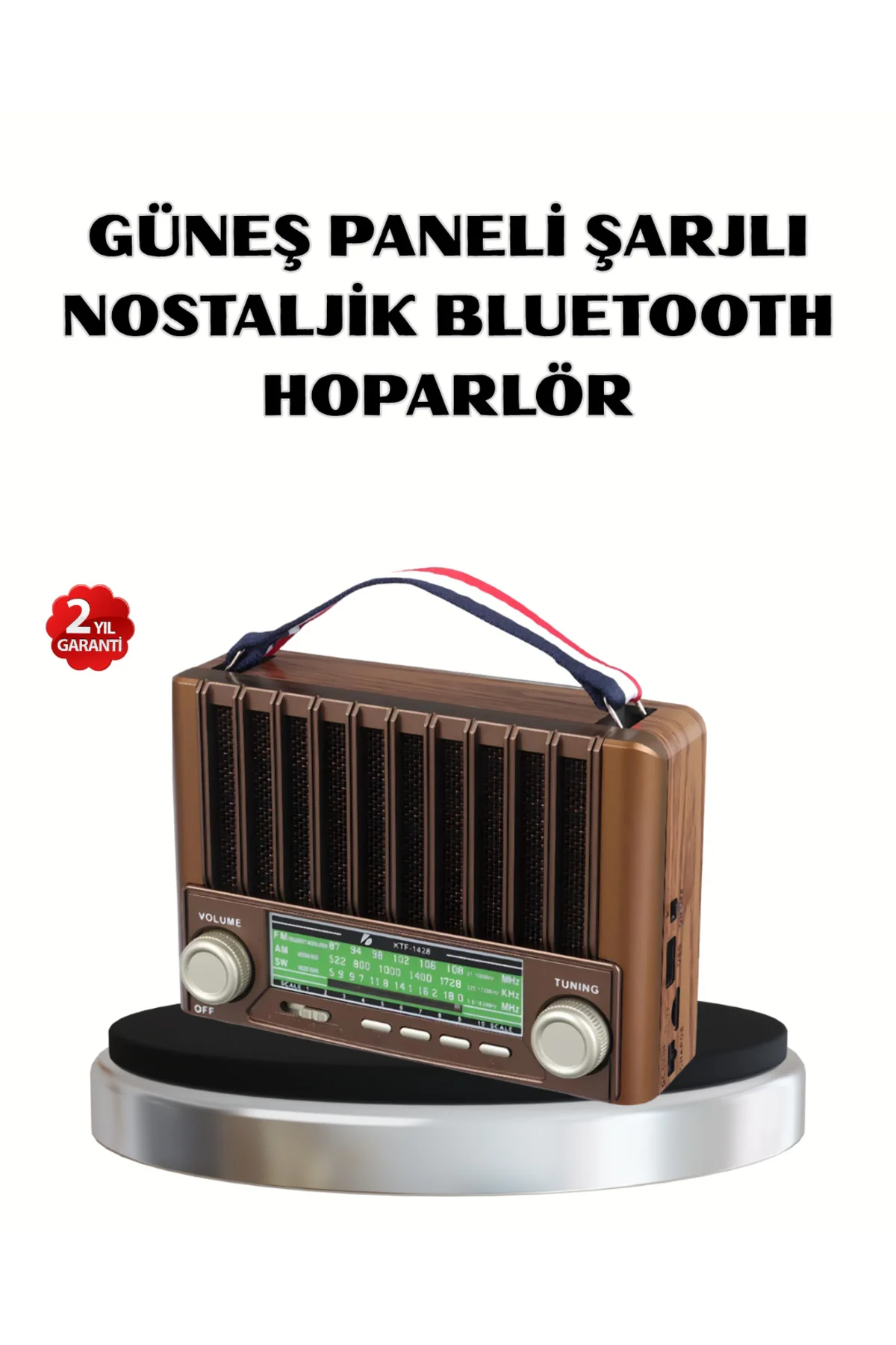 Solar Hoparlör Bluetooth FM AM SW Radyo Çok Fonksiyonlu Şarjlı