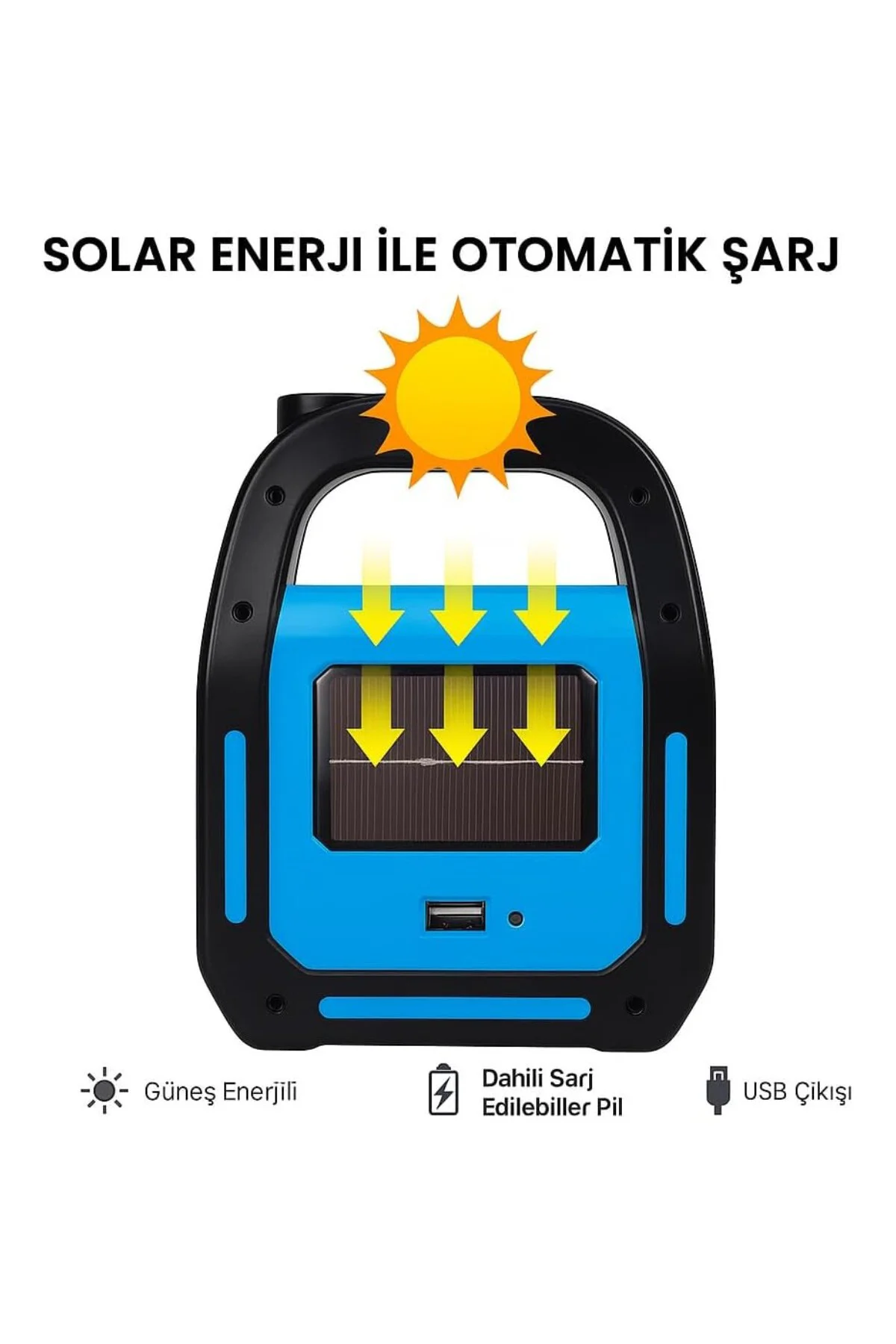 Solar Işıldak Fener | Güneş Enerjili ve USB Şarjlı Kamp Lambası |