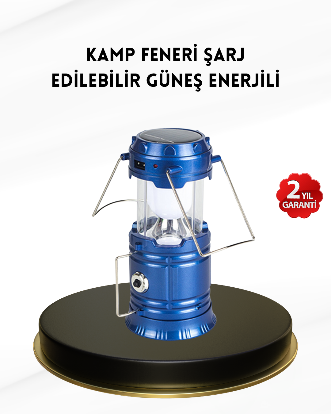 Solar Kamp Lambası Kızak Sistemli Şarjlı Taşınabilir Doğa Yürüyüş
