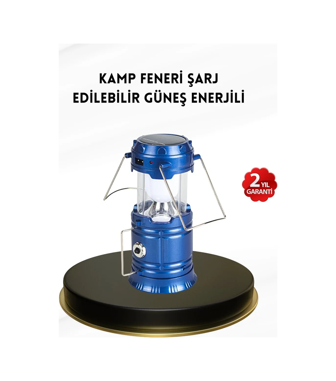 Solar Kamp Lambası Kızak Sistemli Şarjlı Taşınabilir Doğa Yürüyüş