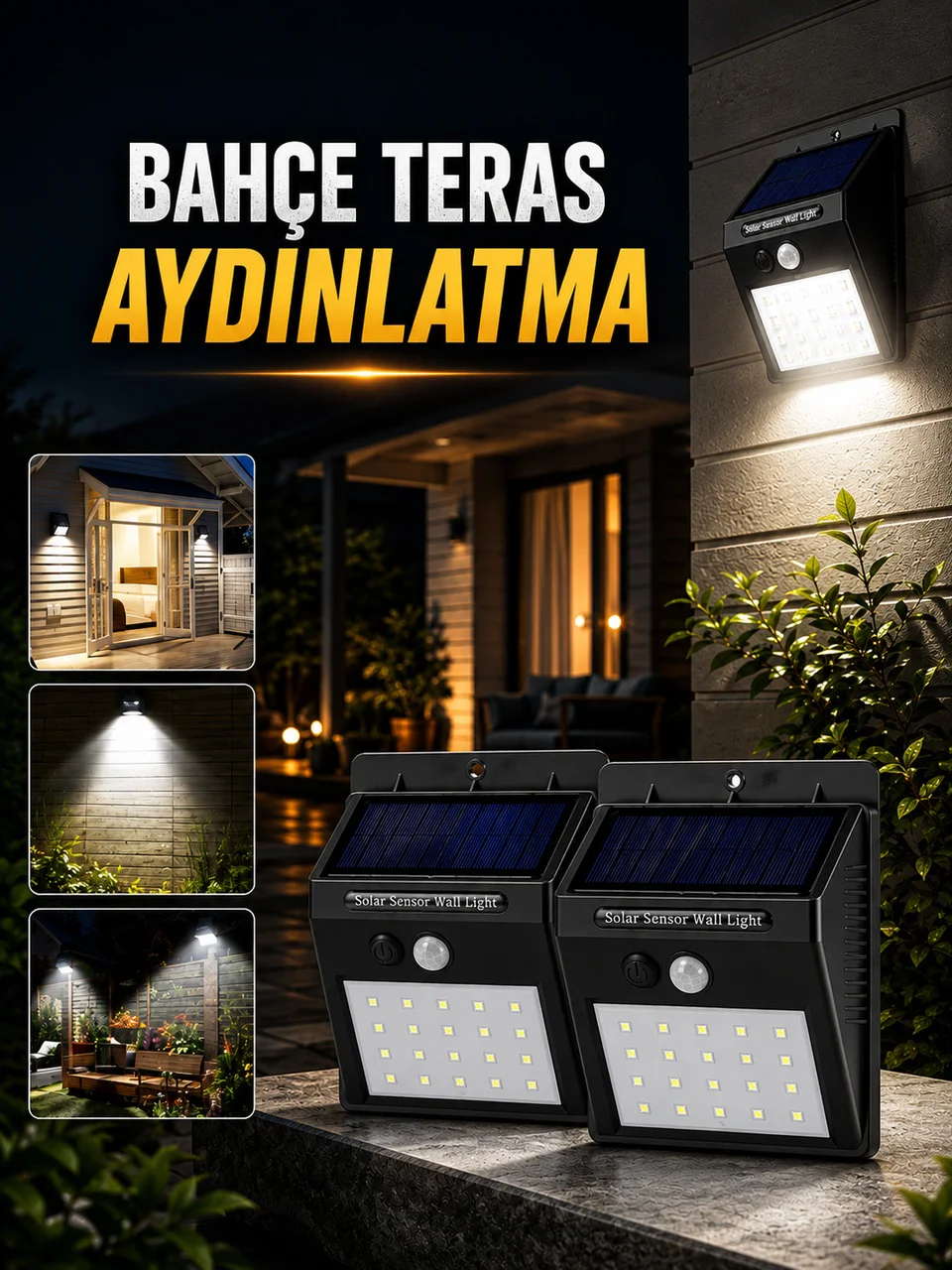 Solar Lamba Giriş, Bahçe Yol Avlu Hareket Sensörlü Led - Lisinya