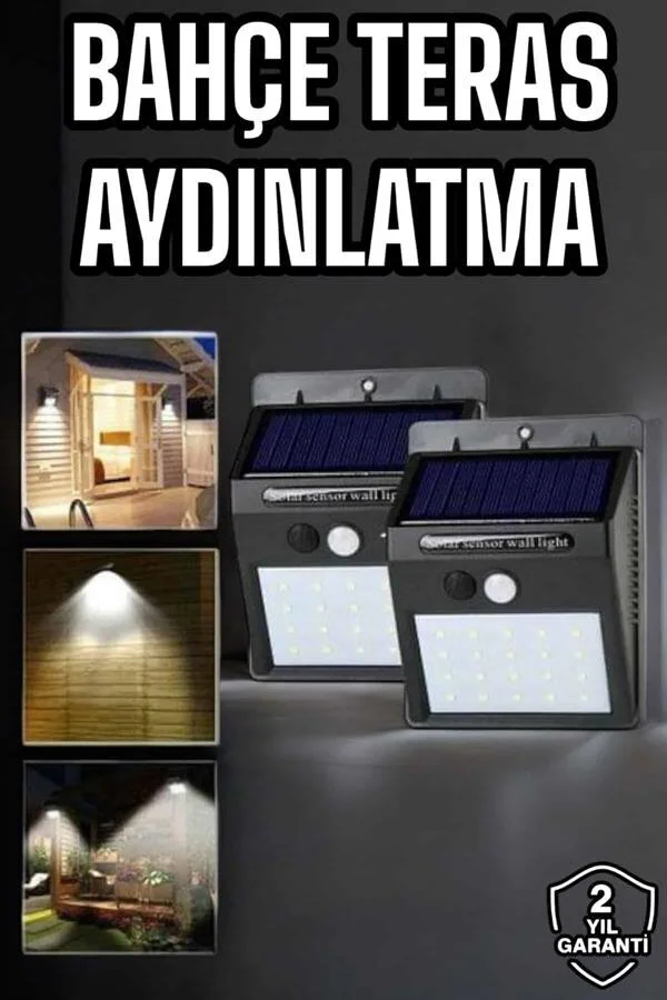 Solar Lamba - Hareket Sensörlü LED Bahçe Aydınlatması Su Geçirmez