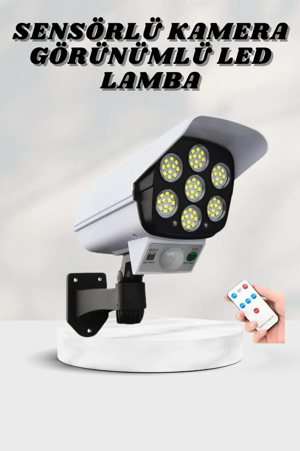 Solar Lamba Kamera Görünümlü Duvar Lambası Dönebilen Bahçe Aydınl