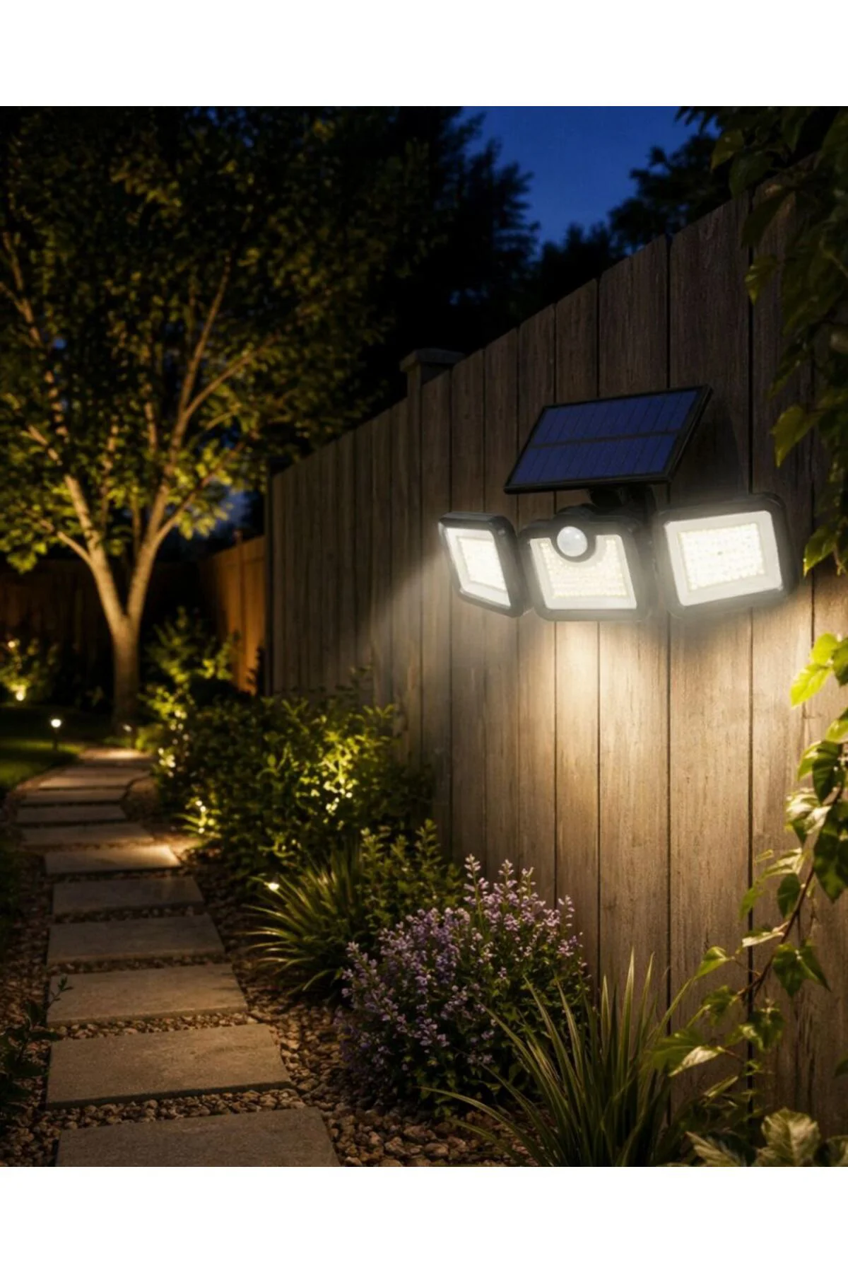 Solar LED Projektör Sensörlü Dış Mekan Güvenlik Lambası