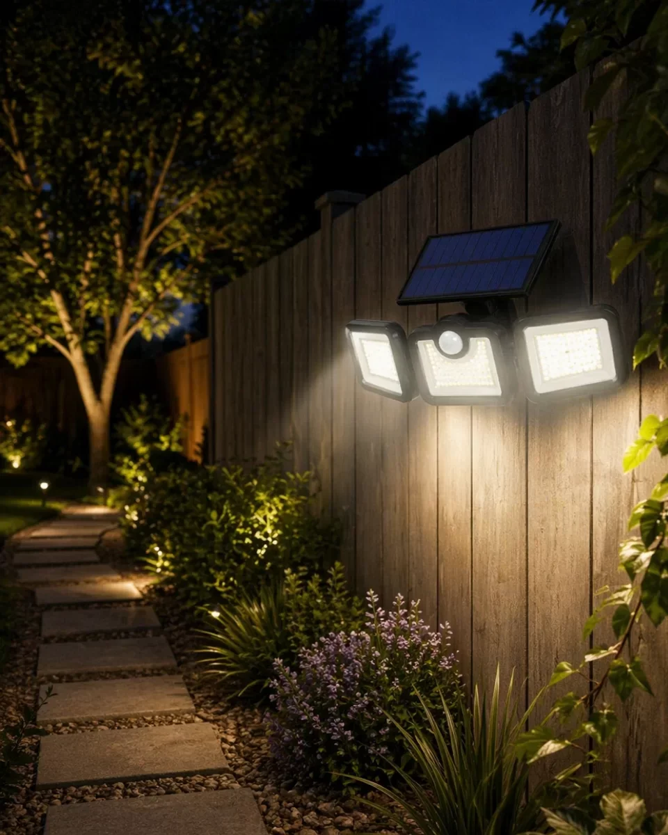 Solar LED Projektör Sensörlü Dış Mekan Güvenlik Lambası - Otomatik Hareket Algılayıcılı