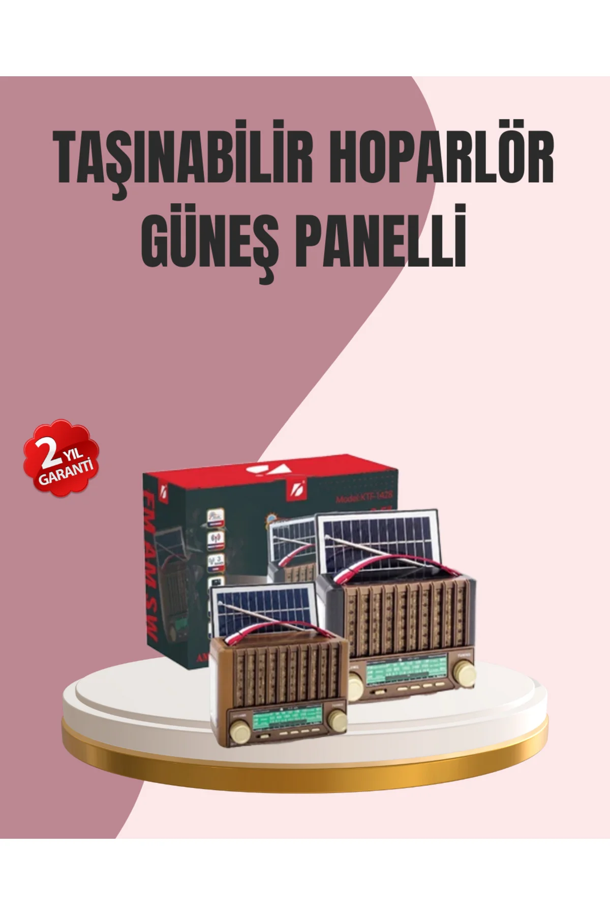 Solar Panel Şarjlı Taşınabilir Radyo Bluetooth Hoparlör Müzik Kut