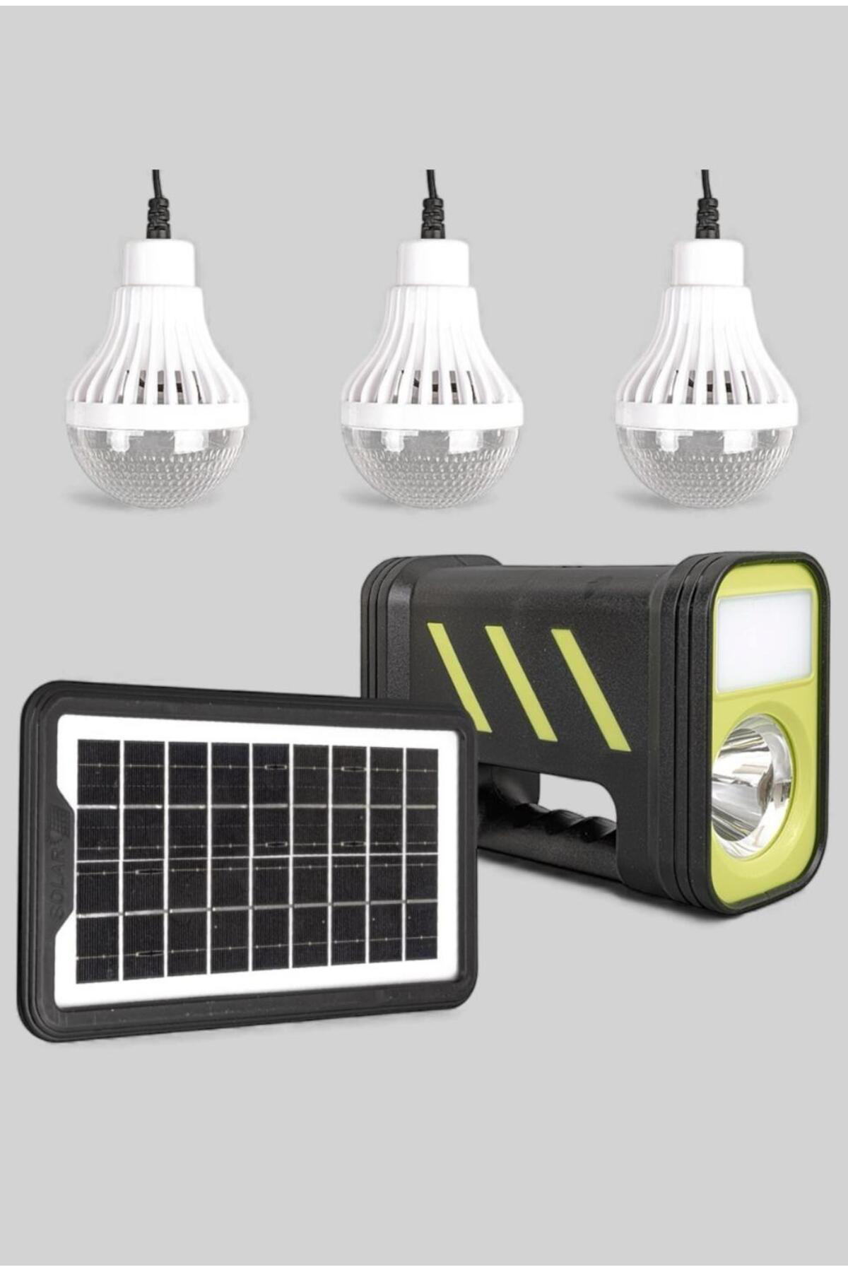 Solar Panelli 3 Ampullü Işıldak Fener – Güneş Enerjili Çoklu Aydı