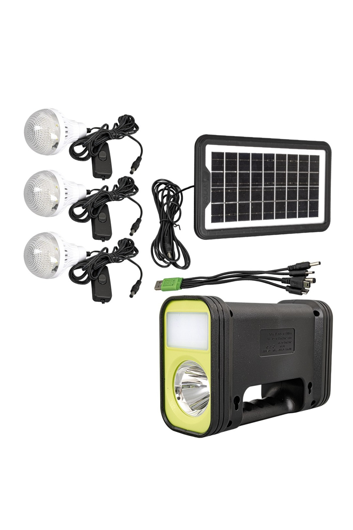 Solar Panelli 3 Ampullü Işıldak Fener – Güneş Enerjili Çoklu Aydı