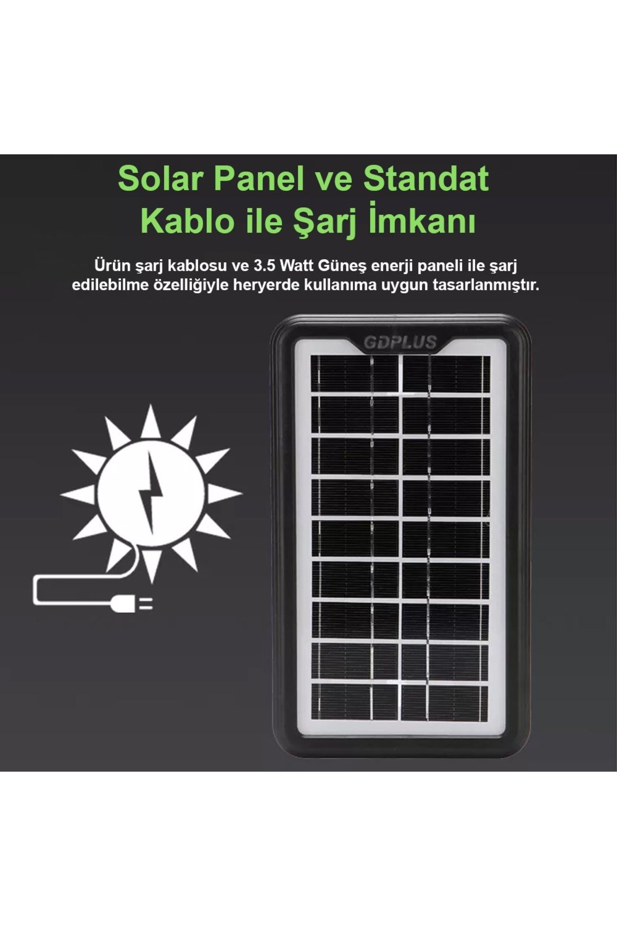 Solar Panelli 3 Ampullü Işıldak Fener – Güneş Enerjili Çoklu Aydı