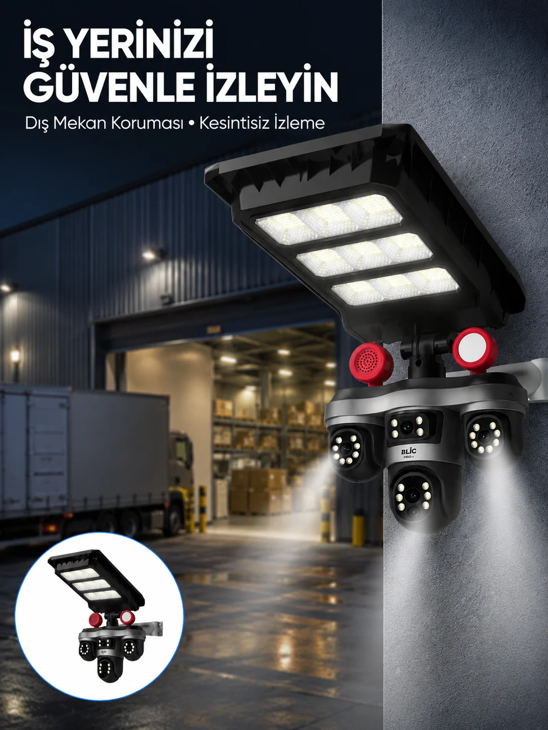 Solar Panelli 3 Lens Dış Mekan Güvenlik Kamerası Hareket Algılamalı LED Aydınlatmalı Fiyatı, Yorumları ve Özellikleri