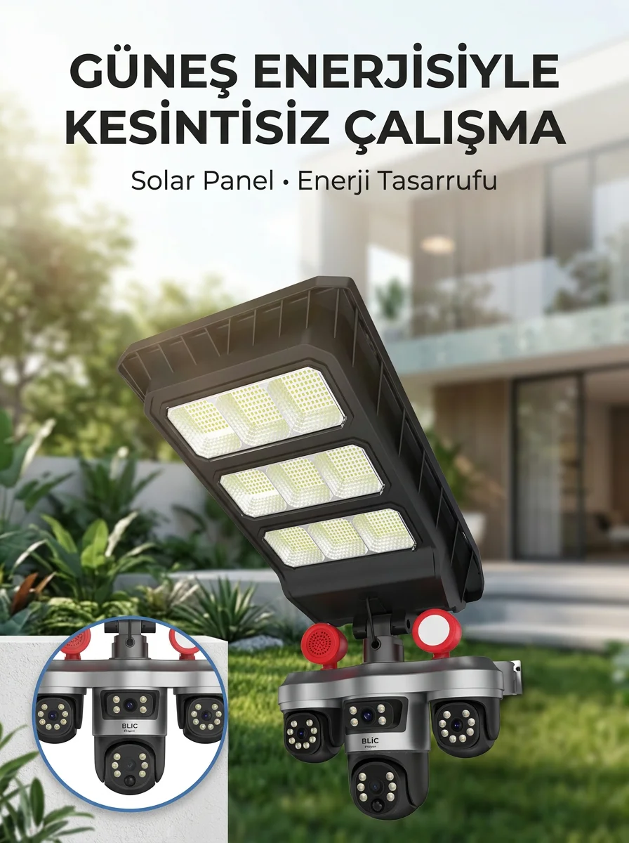 Solar Panelli Akıllı Güvenlik Kamerası LED Projektörlü Fiyatı, Yorumları ve Özellikleri