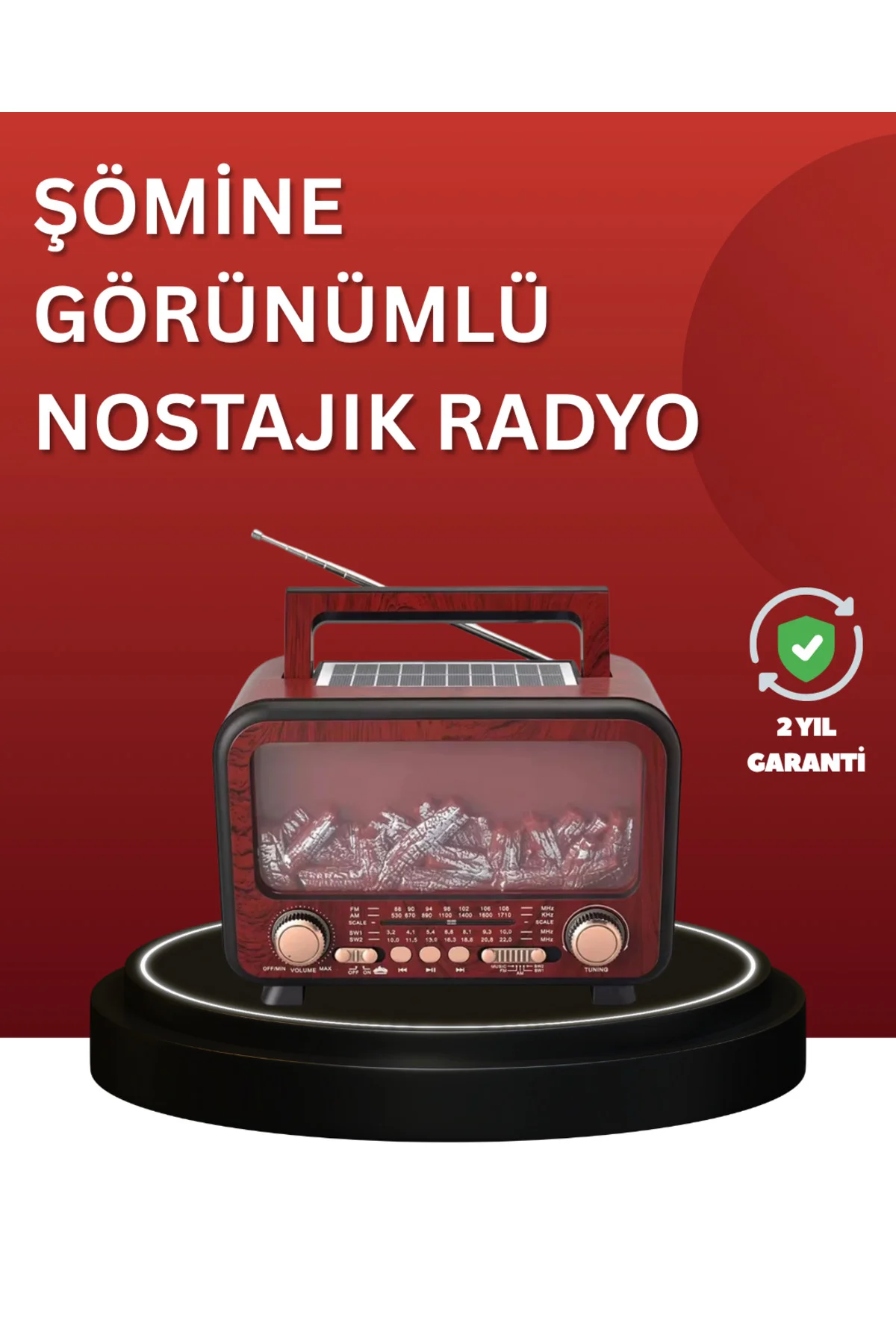 Solar Panelli Alev Işıklı Bluetooth Hoparlör – Çoklu Giriş, Uzun 