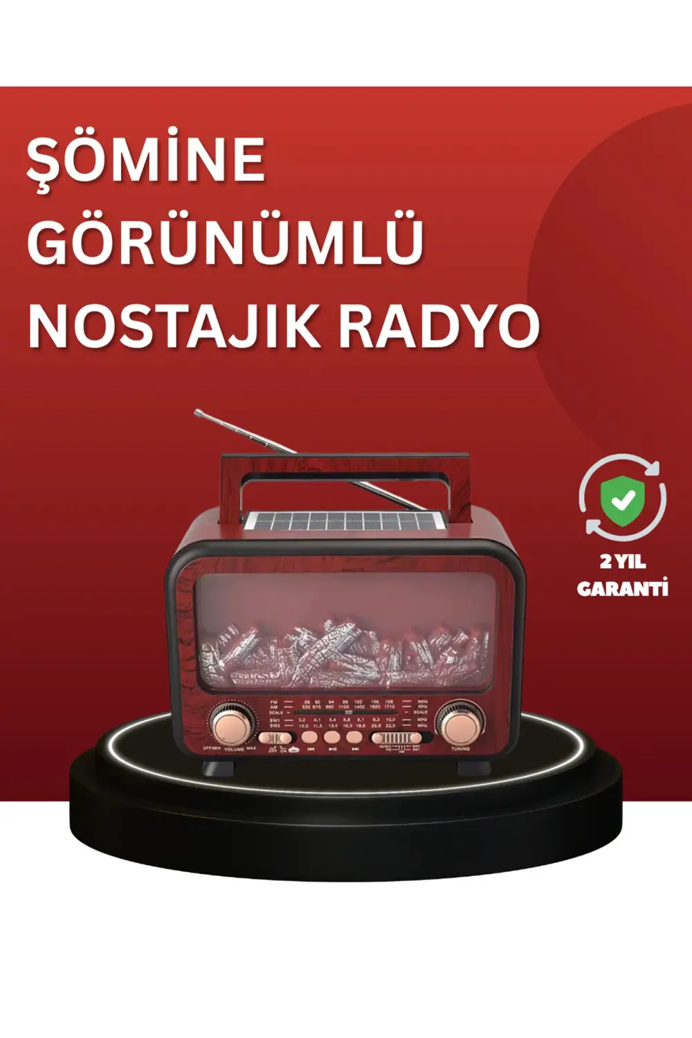 Solar Panelli Alev Işıklı Bluetooth Hoparlör – Çoklu Giriş, Uzun